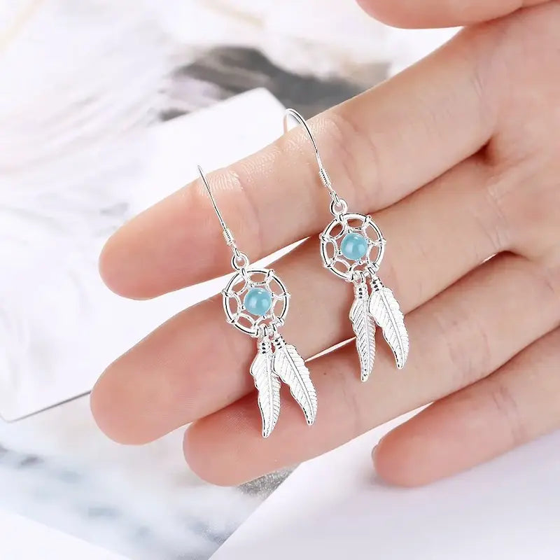Bead dream catcher earrings