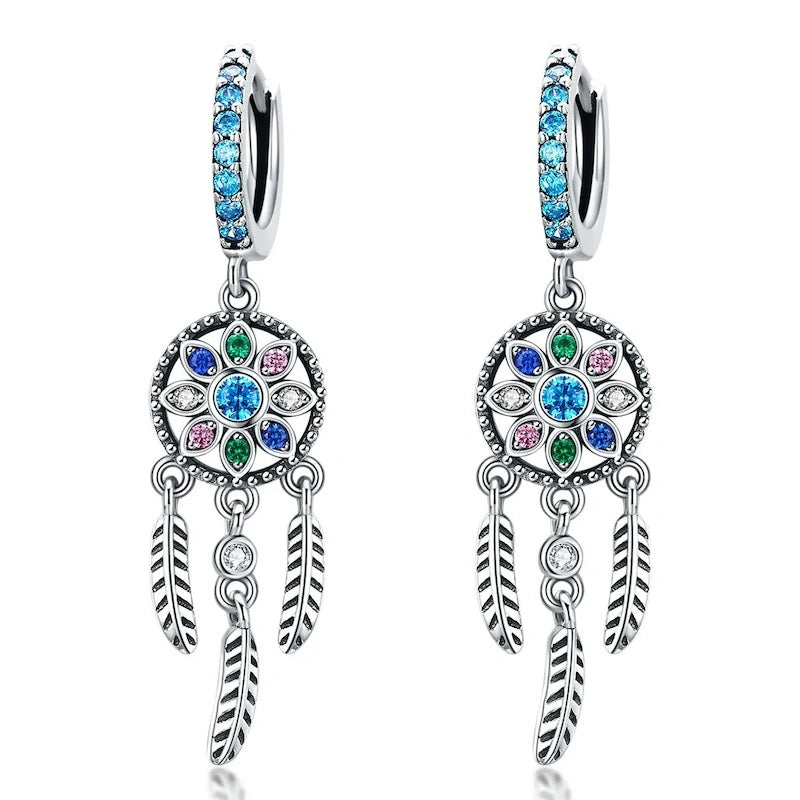 Beaded dream catcher earrings
