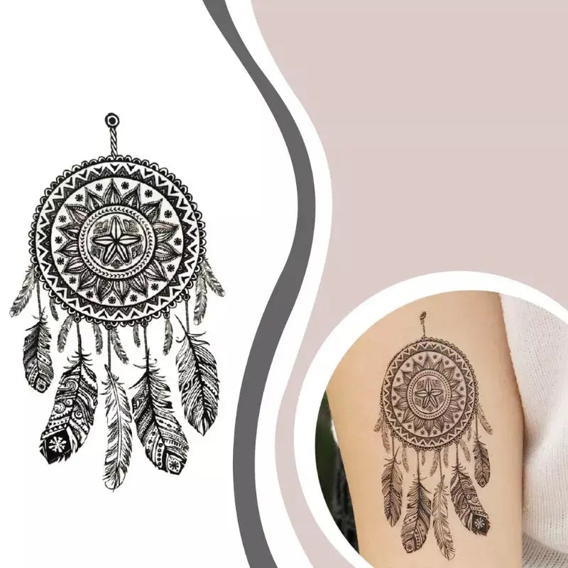 Black Grey dream catcher tattoo