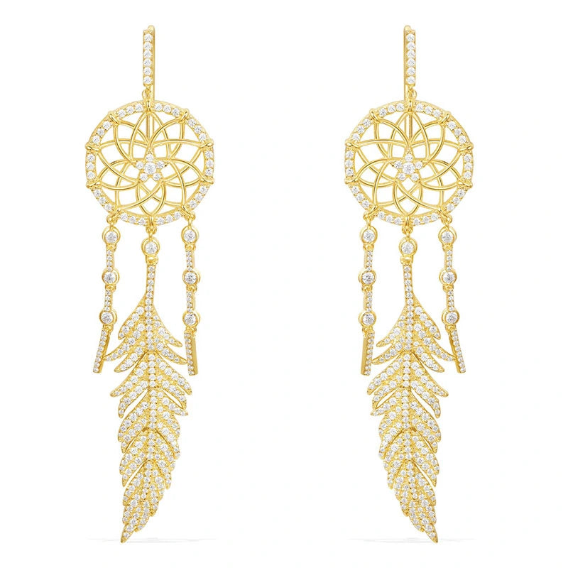 Dream catcher feather earrings