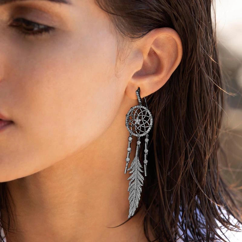earrings feather dream catcher