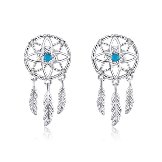 turquoise dream catcher earrings