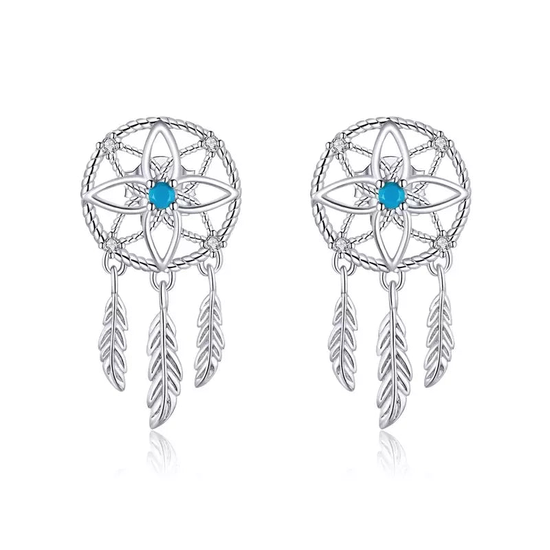turquoise dream catcher earrings